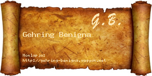 Gehring Benigna névjegykártya